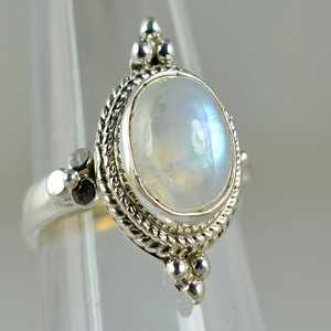 Rainbow Moonstone Statement Ring 925 Sterling Silver Handmade Boho June Birthstone Jewelry Rhodium Perfect Gift for Her Birthday - Product Image 6