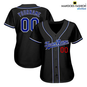 Maillot de baseball authentique personnalisé noir et rouge royal, qualité supérieure, nom et numéro brodés en sergé, vêtements pour les passionnés de sport - Product Image 2