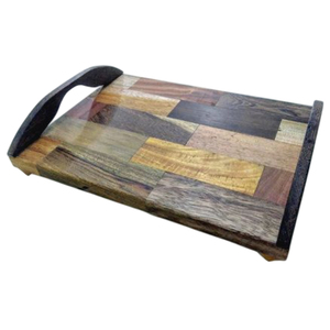 Plateau de service en bois de conception tendance plateau en bois de qualité supérieure avec poignées en métal pour vente chaude accessoires de cuisine pour la maison - Product Image 5