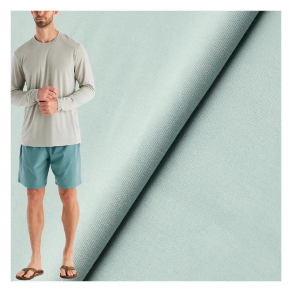 Ultra Light Organic Cotton Jersey Fabric Anti-Bacteria Knitted Bamboo Shirt Material for Men Boys Breathable Stretchy
