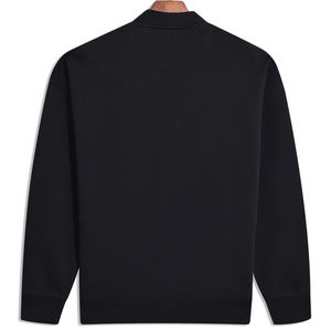 Cárdigan negro de algodón de alta calidad 100%, transpirable, antiarrugas, liso, de gran tamaño, traje de invierno con logotipo personalizable en la parte delantera - Product Image 4