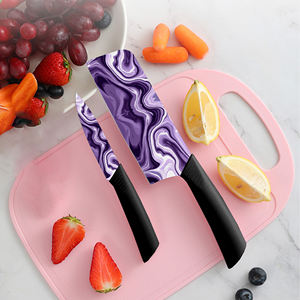 Juego de 2 Cuchillos de Cocina de Cerámica con Estampado Floral, Afilados, Ecológicos, con Mango de Plástico, Aptos para Lavavajillas, Entrega Rápida - Product Image 3
