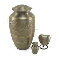Urna per cremazione incisa dorata per ceneri grandi urne per forniture funerarie per adulti