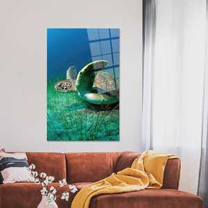 Impresión en Lienzo de Tortuga Moderna: Elegante Arte Animal para Decoración del Hogar, ARTE EN VIDRIO TEMPLADO - Product Image 1