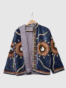 Veste en velours brodée de fleurs, col mandarin, manches longues, vêtements d'hiver pour femmes, taille plus - Product Image 5