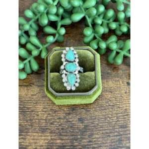 Southwest Handmade Kingman Turquoise Sterling Silver Adjustable Ring Bezel <b>Set</b> - Product Image 1