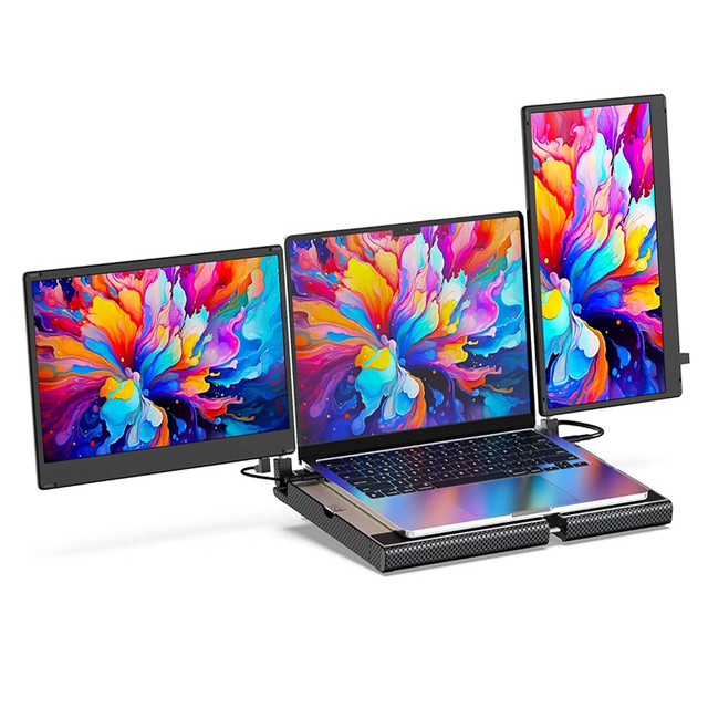 Factory Direct 14" FHD 1080P Laptop Screen Portable Triple Monitor Extender 360° Rotation for Laptop Compatible with Windows Mac