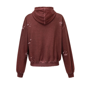 Custom <b>Top</b> Primum Men's <b>Distressed</b> Acid Wash Drop Shoulder Zipper Hoodies New Design 100% Cotton Casual High Streetwear Men's - Product Image 2