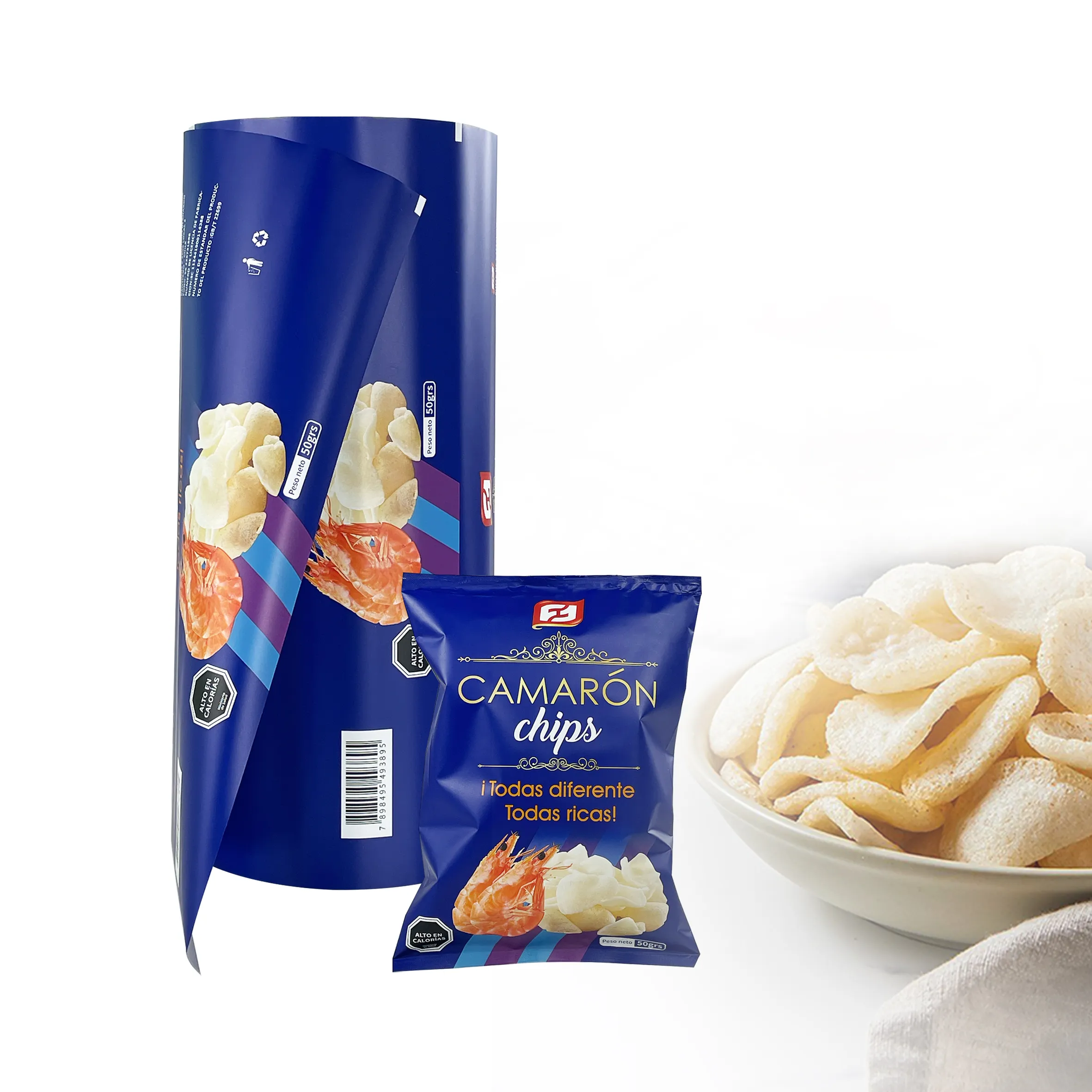 Lebensmittelqualität Aluminiumfolie laminiertes Material Kunststoffverpackung Lebensmittelverpackungsfolie Kartoffelchips flexible Verpackungsfolie