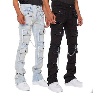 Fabricants de jeans slim fit pour hommes sur mesure, vente en gros, jeans skinny de motard noirs de haute qualité, tendance, pour hommes - Product Image 2