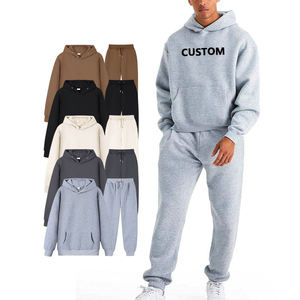 Chándal de lana técnica para hombre de diseño OEM 69% algodón 31% poliéster con cremallera completa Sudadera con capucha Joggers pantalones de chándal blanco invierno Digital - Product Image 4