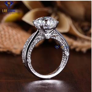 Bague en or blanc avec diamant taillé rond 5.469 TDW par Lab-Stone/Bague en diamant élégante/couleur EF-VS - Product Image 5