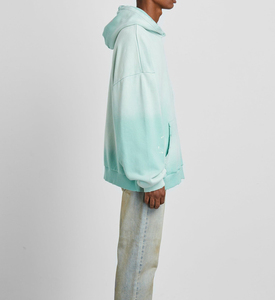 Offre Spéciale sweat à capuche homme 100% coton éponge française broderie en détresse lavage à l'acide ourlet brut streetwear court pour l'hiver numérique - Product Image 3