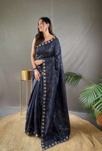 Dernière nouvelle collection Ruhi Silk Saree Blouse pour adultes Jal Sequence Cutwork Fancy Border avec broderie Work on Sale - Product Image 6