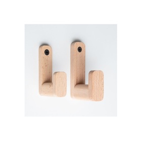 Móc gỗ J để treo vải, mũ, áo khoác nhà, khăn, áo choàng, áo khoác & mũ móc gỗ cứng rắn móc trang trí nhà. - Product Image 3