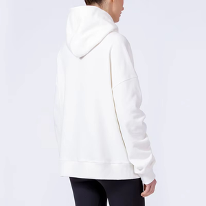 Oem High Quality Custom Logo Embroidered Winter Knitted Fashion Oversized Loose <b>White</b> Cotton Blank <b>Hoodie</b> - Product Image 3