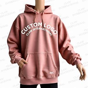 Hoodies Hommes Logo Personnalisé Poids Lourd Épais En Détresse Broderie Patch Surdimensionné Sérigraphie En Détresse À Capuche En Gros - Product Image 5