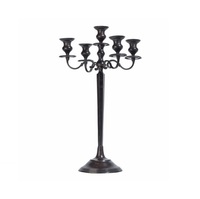 Candélabre en métal pour table, support de bougies, décoration de mariage, éclairage pour événements de Noël, 5 bras, finition de qualité, plaqué noir, fait main