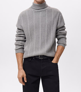 Suéter de Cachemira Tejido a Mano Unisex para Hombre y Mujer, Suéter de Cuello Alto Oversize - Product Image 4