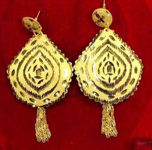 2 piezas Vintage Micro chapado en oro calidad latón europeo estilo africano pendientes pulseras conjunto Strand Zircon cadenas regulares - Product Image 2