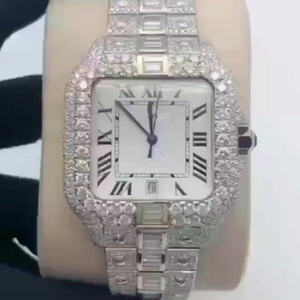Bijoux Hip Hop de luxe en acier inoxydable sertissage fait à la main VVS Lab Grown Diamond Pass Diamond Tester Montres mécaniques glacées - Product Image 3