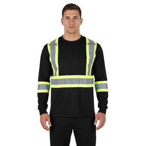 Camiseta de Seguridad de Manga Corta de Alta Visibilidad ANSI Clase 2 para Hombre, de Poliéster, Transpirable, Impermeable, con Material Reflectante LED - Product Image 3