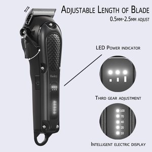 Tondeuses à cheveux professionnelles sans fil/avec fil pour la coupe et l'entretien des cheveux, tondeuse à barbe rechargeable avec source d'alimentation par batterie - Product Image 5