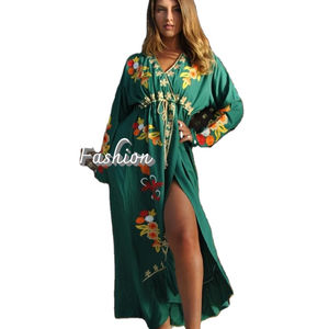 Islamic <b>Women</b> Long Maxi Custom Embroidery Clothing Long Sleeve Arabic <b>Dress</b> Kimono Party Fashion <b>Dresses</b> - Product Image 1