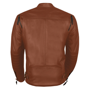 Chaqueta de motocicleta Premium para hombre, cuero de búfalo Premium bronceado Natural, armadura CE, forro extraíble con ventilación, a prueba de viento, Cruiser de talla grande - Product Image 3