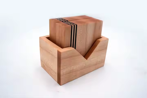 Sous-verres en bois fabriqués à la main Design foncé à rayures Sous-verres en noyer de qualité supérieure Bois dur par l'artisanat en croissant - Product Image 2