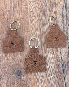 Nouveau fait à la main Western élégant en cuir gaufré porte-clés porte-clés imprimé floral porte-clés personnalisés en cuir véritable porte-clés - Product Image 1