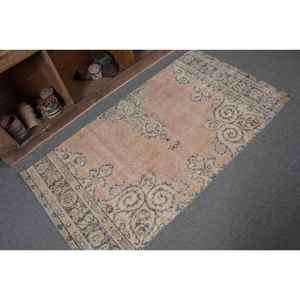 Alfombra turca Vintage Beige Verde 2,9x5,4 pies Tejido plano de lana con patrón de retazos para decoraciones de sala de estar - Product Image 5