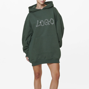 Sudadera con Capucha Extra Grande de Invierno para Mujer, Diseño Personalizado OEM 2025, Logotipo de Pedrería, Sudadera Informal de Manga Larga con Bolsillo Tipo Canguro - Product Image 6