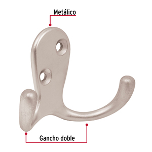 12 Double <b>coat</b> <b>hooks</b>, satin nickel, HERMEX - Product Image 3