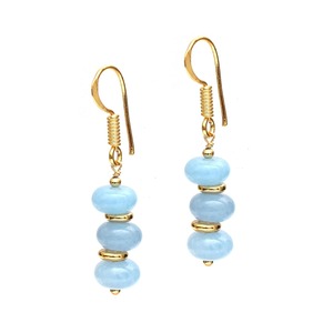 Boucles d'oreilles pendantes en aigue-marine bleue Design plaqué or fait à la main avec perles entretoises, bijoux élégants en pierres précieuses bleu clair pour femmes - Product Image 6