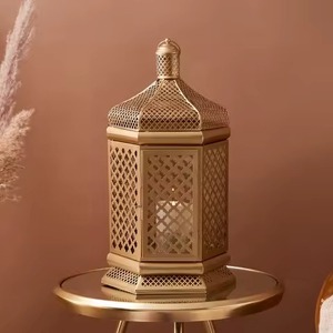 Metal Glass Gold Large Moroccan <b>Lantern</b> Floor Lighting Decor <b>Tall</b> Vintage Designer Pillar Holder <b>Lantern</b> - Product Image 4