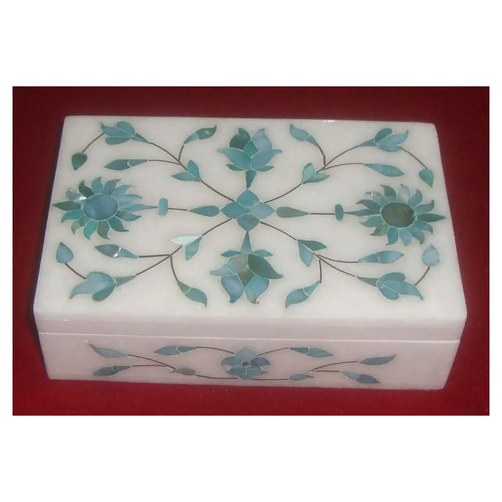 Direkter Exporteur und Online-Verkäufer von sehr fabelhaften Look Pure White Marble Stone Inlay Arbeit Home Decoration Purpose Box