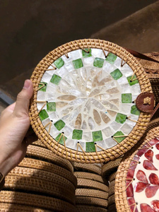 Bolso de Ratán con Incrustaciones de Madreperla, Diseño Personalizado, Mosaico Cuadrado de Lujo, Tejido a Mano, Rectangular, para Regalo - Product Image 6