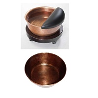 Avec support en cuir souple Cuvette de pédicure martelée en cuivre avec support pour spa Pied Soak Pedicure Handmade Metal Foot Bath Bowl