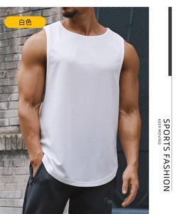 Summer <b>Men's</b> Casual Solid Sleeveless Vest <b>Jogger</b> Training Basketball <b>Loose</b> Fitness Sports Sleeveless Wholesale T-shirt for <b>men</b> - Product Image 5