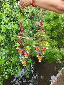 Campana redonda Multicolor de Rajasthani, carillón de viento para interior y exterior, colgante de pared, decoración de jardín, Patio, atrapasol, regalo de cumpleaños de inauguración - Product Image 6