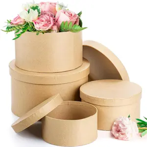 Caja de Regalo Redonda en Marron Tamanos Variados Para Regalos Especiales como Flores Propuestas de Dama de Honor Cumpleanos