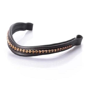 Personalized Golden Crystals Diamante <b>Chain</b> Mega Bling Inlaid Empty Channel Leather Horse brow band in All Custom Sizes & Shapes - Product Image 1