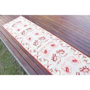 Tapis turc vintage 2,3x9,5 pi (70x290 cm), tapis à carreaux blancs - Product Image 3