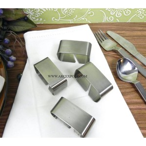 Porte-serviettes de haute qualité, porte-serviettes en métal, couleur argentée, forme ronde, logo personnalisé, décoration de table en prix de gros - Product Image 4