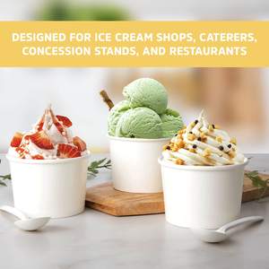Bols jetables en papier résistant à la graisse de qualité alimentaire écologiques de 12 oz avec cuillères pour la crème glacée, la soupe, les desserts et les aliments chauds/froids - Product Image 3
