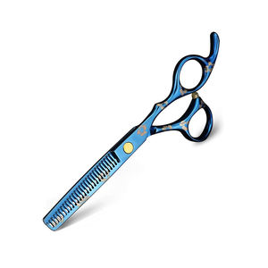 Tijeras de adelgazamiento para corte de cabello de Color azul brillante, diseño personalizado, tijeras elegantes para el cabello ligeras con reposapiés fijo - Product Image 3
