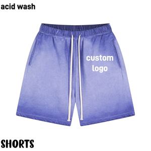 Logo personnalisé Short pour homme Délavé au soleil Lavage à l'acide Poids lourd 430gsm 100% coton Décontracté Streetwear Cordon Respirant Vintage - Product Image 1