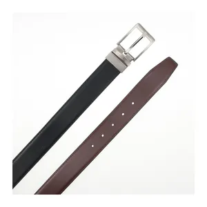 2024 cinturones de cuero con hebilla de Pin Reversible de Color personalizado más vendidos con cuero dividido para hombres de vendedor genuino