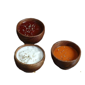 Bol en bois naturel fait à la main de haute qualité indien, jetable pour la maison, l'hôtel, le restaurant, la cuisine, la nourriture, le camping - Product Image 1